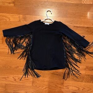 Sunday Black Fringe Long Sleeve Kids Tee